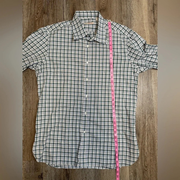 Luciano Barbera Green/Blue/White 100% Cotton Plaid Button Up Shirt Size XL Italy - Picture 7 of 8